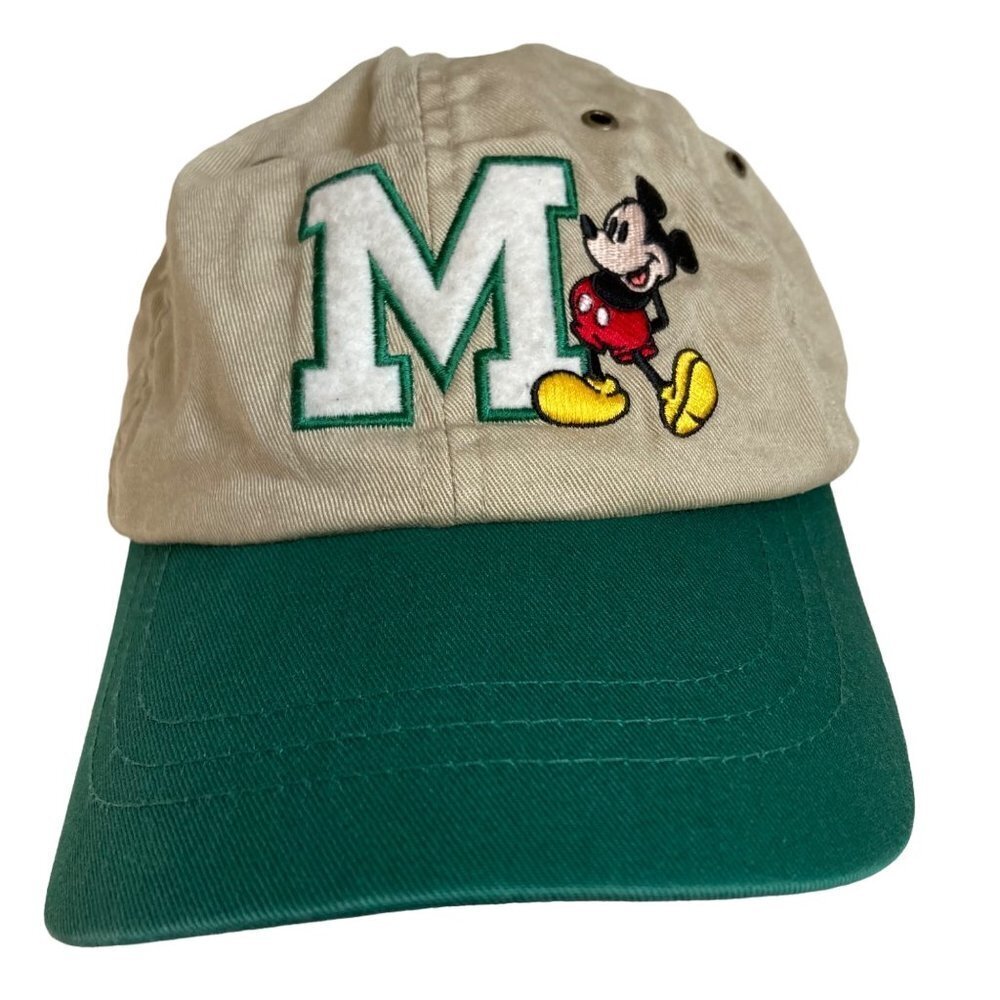 Mickey Mouse Hat Adjustable Strap Back Walt Disney World Exclusive Beige Green